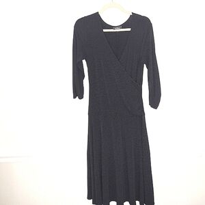 AGB Faux Wrap Black Dress Size 8